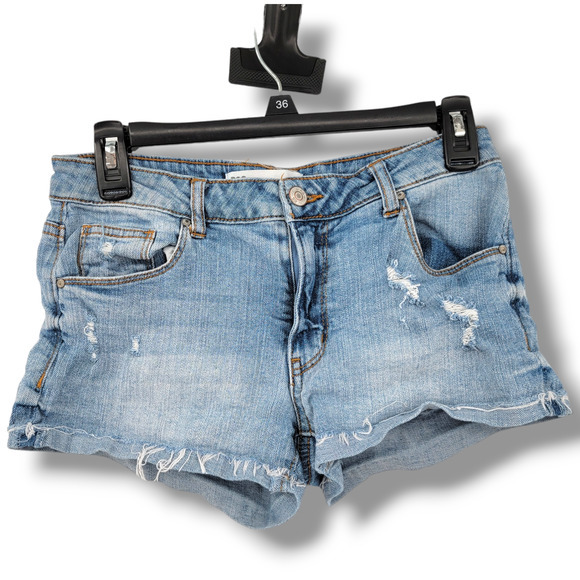 RSQ Jeans Juniors Distressed Malibu Denim Jean Shorts Light Wash Size 5‎ - Picture 1 of 8